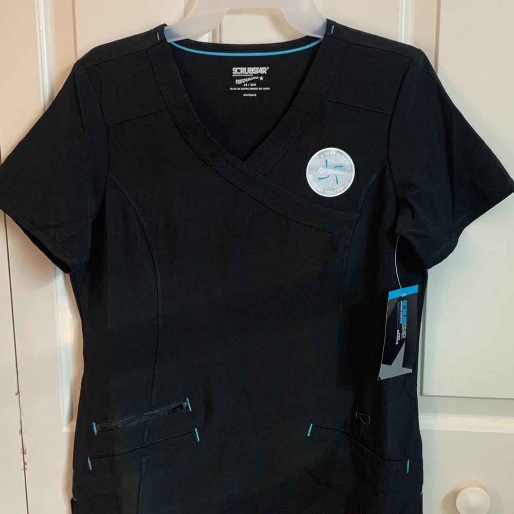 NWT black Scrubstar xs scrubtop